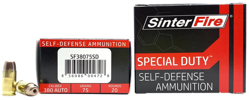 SinterFire Inc SF38075SD Special Duty (SD)  380ACP 75gr Lead Free Frangible Hollow Point 20 Per Box/10 Case