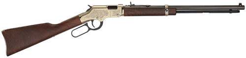 Henry H004MD4 Golden Boy Deluxe 4th Edition 22 WMR 12+1 20.50" Blued Octagon Barrel, Engraved Brasslite Rec, American Walnut Stock, Ad. Buckhorn Sights
