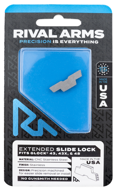 Rival Arms RARA80G003D Slide Lock  Extended Polished Stainless for Glock 43/43X/48