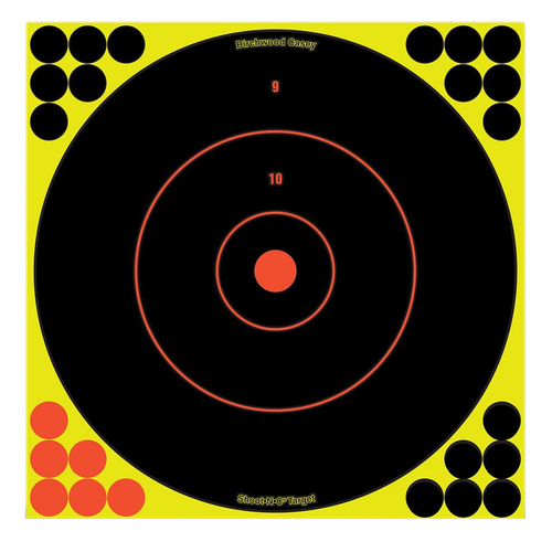Birchwood Casey 34070 Shoot-N-C Reactive Target Self-Adhesive Paper Black/Yellow/Red 12" Bullseye 100 Pack