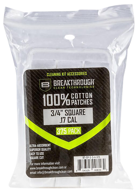Breakthrough Clean BTCPS34375 Square Patches .17/.177 Cal 375 pieces