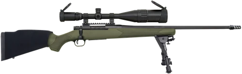 Mossberg 27924 Patriot Night Train 308 Win Caliber with 5+1 Capacity, 22" Threaded/Fluted Barrel, Matte Blued Metal Finish & OD Green Synthetic Stock Right Hand (Full Size) Includes 6-24x50mm Scope