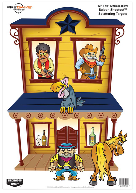 Birchwood Casey 35564 Pregame  Saloon/Patrons Paper Hanging Universal 12" x 18" Multi-Color 8 Per Pkg