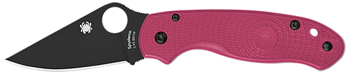 Spyderco C223PPNBK Para 3 Lightweight Breast Cancer EDC 2.93" Folding Plain Black DLC BD1N SS Blade, Pink Textured FRN Handle