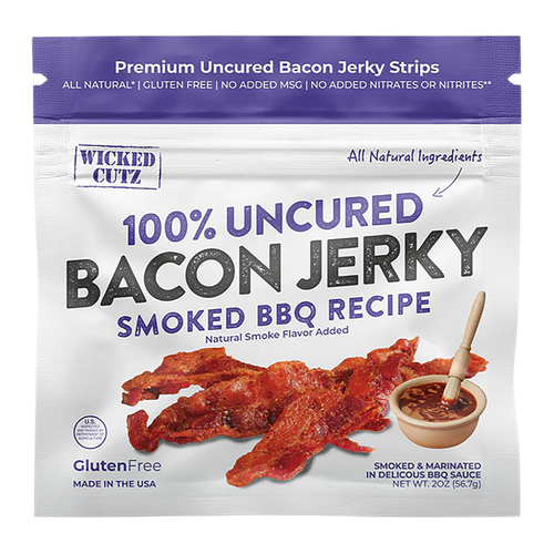 Wicked Cutz WCPJ02BQ Smoked BBQ Bacon Jerky 10 Pack