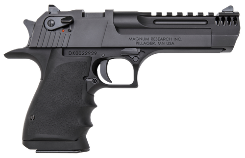 Magnum Research DE50L5IMB Desert Eagle L5 50 AE 5" with Muzzle Brake 7+1 Black Hardcoat Anodized Aluminum Frame Black Carbon Steel Slide Black Hogue Wraparound Rubber Grip