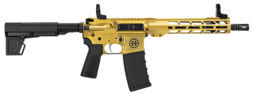 Hi-Point HP15P-300BLKGOLD HP 15P 300 Blackout 30+1 10.50" Black Threaded Barrel, Gold Aluminum Receiver w/Picatinny Rail, M-LOK Handguard, Blade Black Polymer Brace, Black B5 P Type 23 Grip