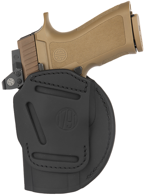 1791 Gunleather 4WH6SBLR 4-Way  IWB/OWB Size 06 Black Leather Belt Clip Compatible w/ Springfield XDM/Glock 20 Right Hand