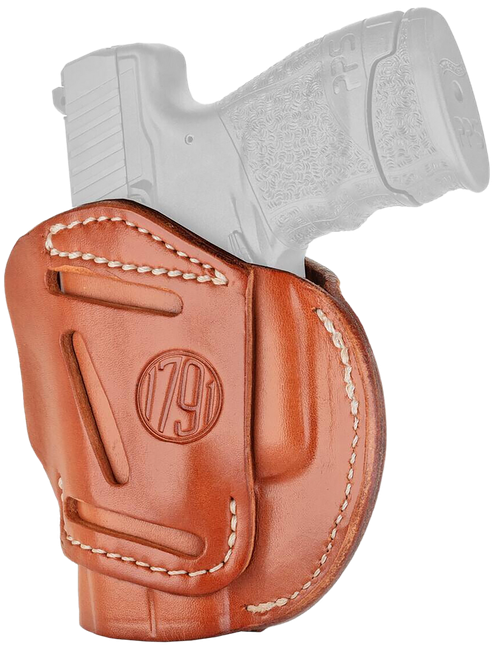1791 Gunleather 3WH3CBRA 3-Way  IWB/OWB Size 03 Classic Brown Leather Belt Loop Compatible w/ Glock 26 Compatible w/ Ruger LC9 Compatible w/ S&W M&P Shield Ambidextrous Hand