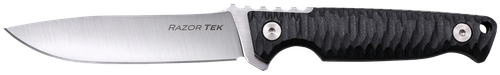 Cold Steel CSFX4RZR Razor Tek  EDC 4" Fixed Clip Point Plain Satin 4116 Krupp SS Blade, 4" Black Textured