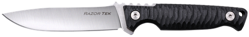 Cold Steel CSFX4RZR Razor Tek  EDC 4" Fixed Clip Point Plain Satin 4116 Krupp SS Blade, 4" Black Textured