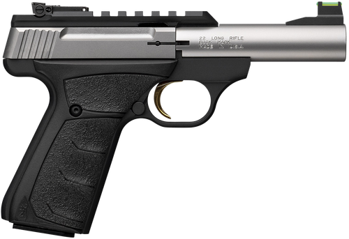 Browning 051605490 Buck Mark Plus Micro Bull 22 LR 10+1 4" Stainless Bull Barrel, Stainless Serrated Slide w/Picatinny Rail, Matte Black Alloy Steel Frame, Black Overmolded UFX Grip