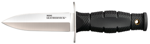 Cold Steel CS39LSAC Leatherneck Double Edge Mini 3.50" Fixed Plain 8Cr13MoV SS Blade/3.25" Black Deep Checkered w/Double Quillon Guard Kray-Ex Handle Includes Sheath