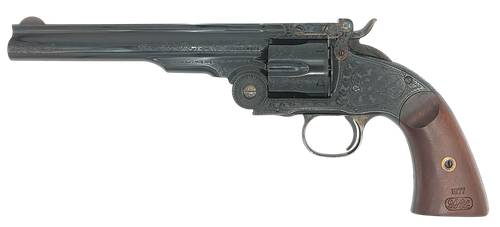Taylors & Company 550652 Top Break Schofield 44-40 Win Caliber with 7" Barrel, 6rd Capacity Cylinder, Overall Blued Engraved Finish Steel & Walnut Grip
