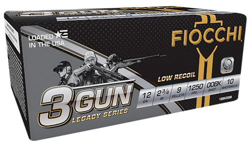 Fiocchi 12BK3G00 3-Gun Match Legacy Series 12Gauge 2.75" 9Pellets 00Buck Shot 10 Per Box/25 Case