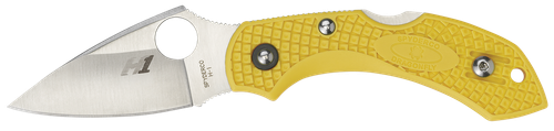Spyderco C28SYL2 Dragonfly 2 Salt 2.25" Folding Clip Point Serrated H1 Steel Blade Yellow Bi-Directional Texturing FRN Handle Includes Pocket Clip