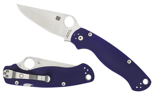 Spyderco C81GPDBL2 Para Military 2  3.42" Folding Plain Satin CPM S110V Blade/Dark Blue Textured G10 Handle Includes Pocket Clip
