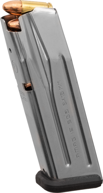Magpul MAG1464SST AMAG  15rd 9mm Fits Sig P320 Silver Stainless Steel
