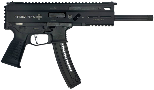 Grand Power 8588005808606 TR22 Stribog 22 LR 25+1 10" Black Threaded Barrel, Black Hardcoat Anodize Receiver w/Picatinny Rail, Black Polymer Grip, Ambidextrous
