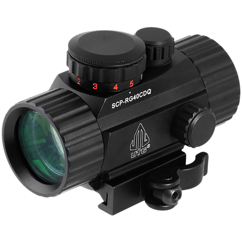 UTG SCPRG40CDQ ITA  Black Hardcoat Anodized 1x 4 MOA Red/Green Dot/62 MOA Circle Reticle