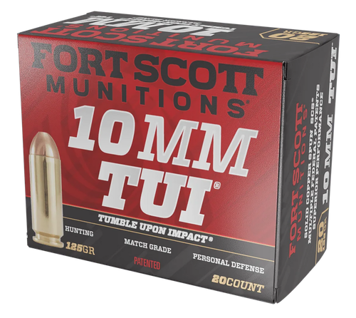 Fort Scott Munitions 10MM124SCV Tumble Upon Impact (TUI)  10mmAuto 125gr Solid Copper Spun 20 Per Box/25 Case