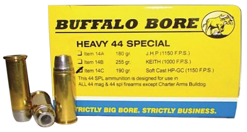Buffalo Bore Ammunition 14C20 Heavy Strictly Business 44S&W Spl 190gr Soft Cast Hollow Point 20 Per Box/12 Case