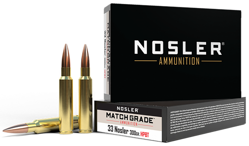 Nosler 60031 Match Grade  33Nosler 300gr Custom Competition Hollow Point Boat Tail 20 Per Box/10 Case