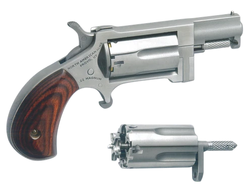 North American Arms SWC Sidewinder Conversion 22 LR/22 WMR 5 Shot 1.50" Stainless Steel Barrel, Frame & Cylinder, Rosewood Birdshead Grip, Exposed Hammer