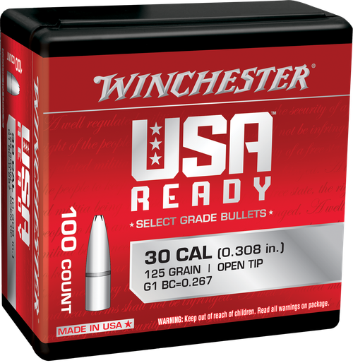 Winchester Ammo WBR30125 Centerfire Rifle  308Win 125gr Open Tip 100 Per Box/10 Case