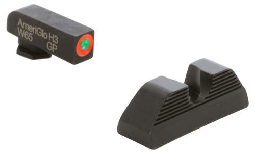 AmeriGlo GL351 Protector Sight Set for Glock  Green Tritium Orange Outline Front Sight-Black Serrated Rear Sight