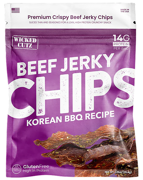 Wicked Cutz WCBC01KB Korean BBQ Beef Jerky Chips 8 Pack