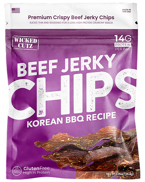 Wicked Cutz WCBC01KB Korean BBQ Beef Jerky Chips 8 Pack