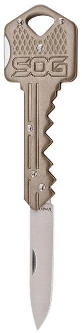 S.O.G SOG-KEY102-C Key  1.50" Folding Plain Drop Point Satin 5Cr13MoV SS Blade/ Brass Stainless Steel Handle