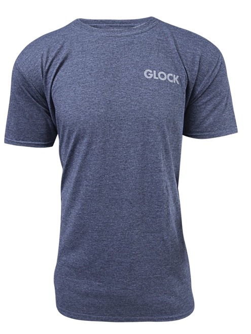 Glock AA75156 Pistol Flag  Heather Navy Cotton/Polyester Short Sleeve Medium Semi-Fitted