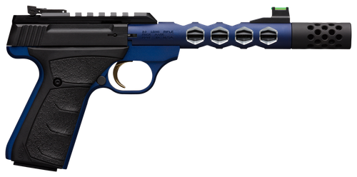 Browning 051562490 Buck Mark Plus 22 LR 10+1 5.90" Vision, Threaded w/Sawtooth Cuts Barrel, Matte Black Optic Ready/Serrated Steel Slide, Blue Anodized Aluminum Black Ultragrip FX Grips