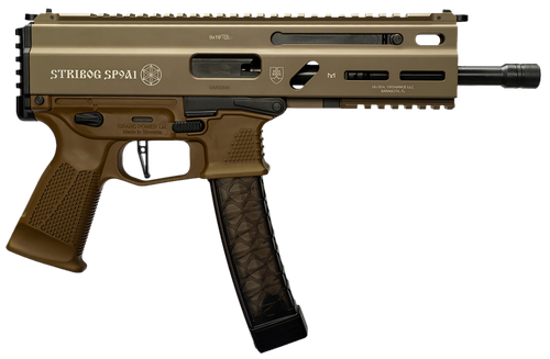 Grand Power 197892004763 SP9A1 Stribog 9mm Luger 30+1 8" Black Threaded Barrel, M-LOK Handguard, Flat Dark Earth Aluminum Picatinny Rail Receiver, FDE Polymer Grip, Thread Protector