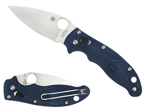 Spyderco C101PDBL2 Manix 2 Lightweight 3.37" Folding Plain Satin CTS BD1 SS Blade/Dark Blue Bi-Directional Texturing FRCP Handle Includes Pocket Clip