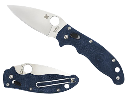 Spyderco C101PDBL2 Manix 2 Lightweight 3.37" Folding Plain Satin CTS BD1 SS Blade/Dark Blue Bi-Directional Texturing FRCP Handle Includes Pocket Clip