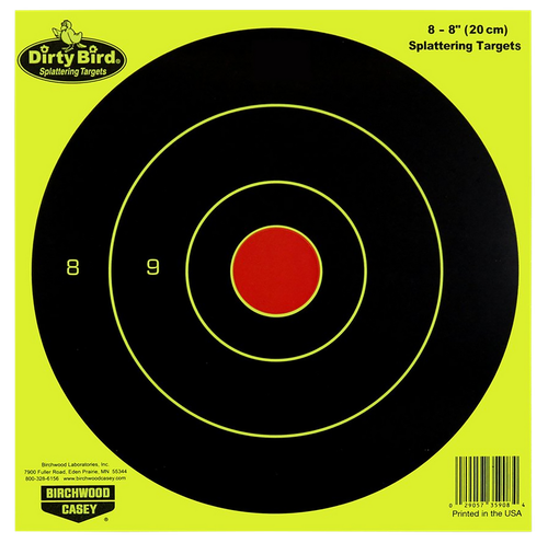 Birchwood Casey 35950 Dirty Bird  Bullseye Paper Hanging Pistol/Rifle Black/Yellow 50 Per Pkg