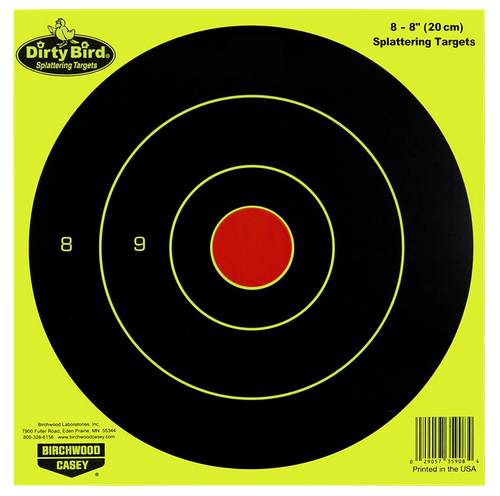 Birchwood Casey 35950 Dirty Bird  Bullseye Paper Hanging Pistol/Rifle Black/Yellow 50 Per Pkg