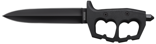 Cold Steel CS-80NTP Chaos Double Edge 7.50" Fixed Plain Black SK-5 High Carbon Blade/Black w/ "D" Ring Guards Aluminum Handle