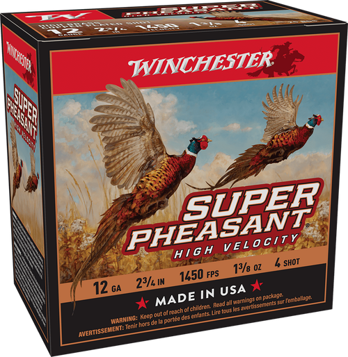 Winchester Ammo X12PHV4 Super Pheasant High Velocity High Brass 12Gauge 2.75" 1 3/8oz 4Shot 25 Per Box/10 Case