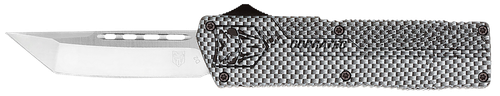 CobraTec Knives CFCTLWTNS Lightweight  3.25" OTF Tanto Plain D2 Steel Blade/Carbon Fiber Aluminum Handle Includes Pocket Clip