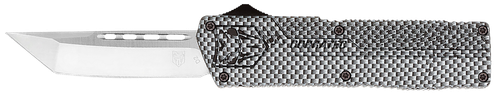 CobraTec Knives CFCTLWTNS Lightweight  3.25" OTF Tanto Plain D2 Steel Blade/Carbon Fiber Aluminum Handle Includes Pocket Clip