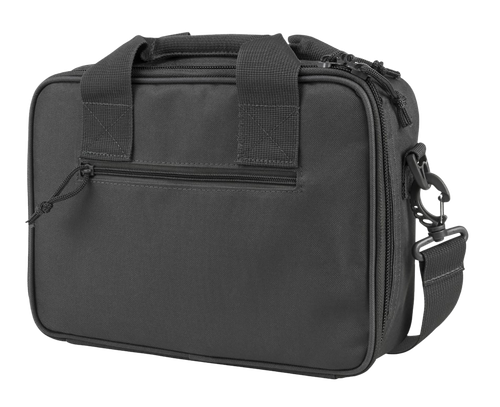 NcStar CPDX2971U VISM Double Pistol Range Bag w/Mag Pouches Heavy Duty Lockable Zippers For Compliance Padded Carry Handles Adjustable Shoulder Strap Urban Gray