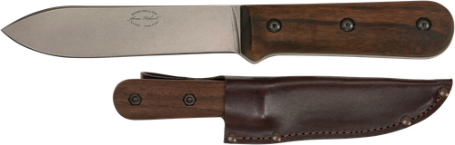 Ka-Bar BK62 Becker Kephart 5.13" Fixed Drop Point Plain Satin Stonewashed 1095 Cro-Van Blade, Walnut Handle, Includes Sheath