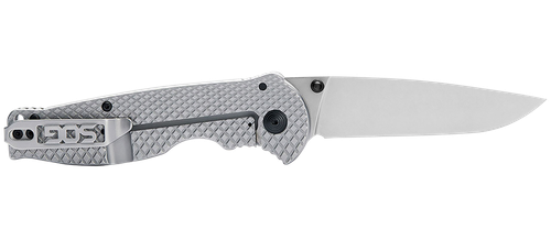 S.O.G SOG14180157 Flash FL 3.40" Folding Drop Point Plain Satin 4116 Stainless Steel Blade/Silver Stainless Steel Handle Includes Pocket Clip