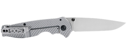 S.O.G SOG14180157 Flash FL 3.40" Folding Drop Point Plain Satin 4116 Stainless Steel Blade/Silver Stainless Steel Handle Includes Pocket Clip
