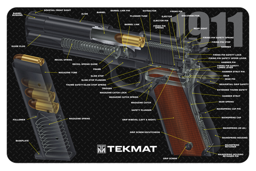 TekMat TEKR171911CA  Cleaning Mat Multi-Color Rubber 11"x17" 1911 3D Cutaway
