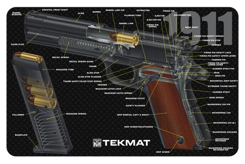 TekMat TEKR171911CA  Cleaning Mat Multi-Color Rubber 11"x17" 1911 3D Cutaway